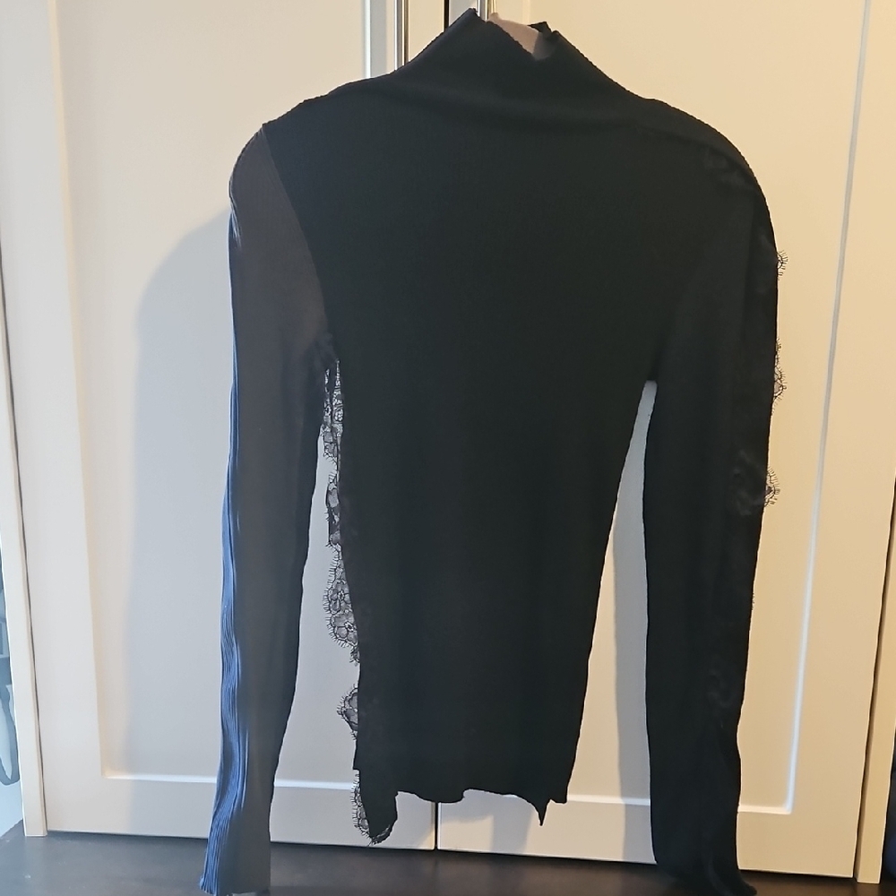 Black Lace Detail Long Sleeve Sweater